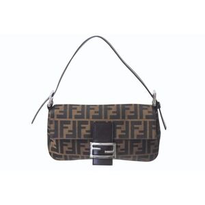 FENDI Mamma Bucket One Shoulder Hobo Bag Zucca Brown